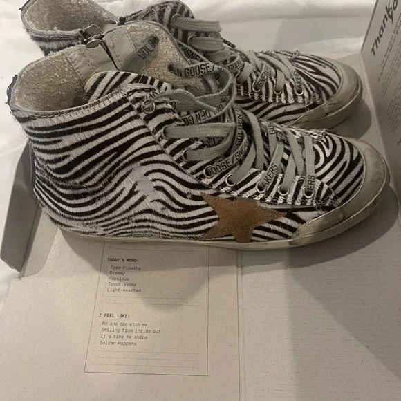 Golden Goose Zebra Print Sneakers with Gray Laces - Picture 9 of 12